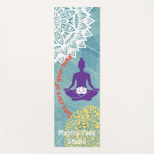 Tapis De Yoga Arrière - plan de feuille personnalisable et chakr (Devant)