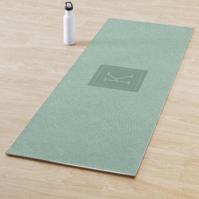Tapis De Yoga Arrière - plan de texture de faux-lin vert menthe (En situation)