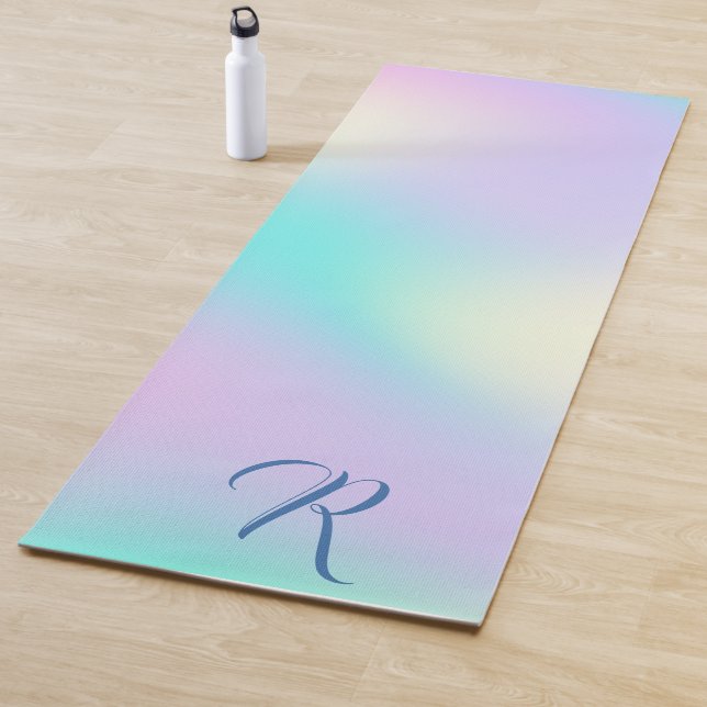 Tapis De Yoga Arrière - plan holographique aux couleurs claires (En situation)