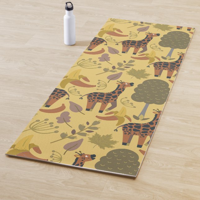 Tapis De Yoga Arrière - plan jaune motif sans soudure (En situation)