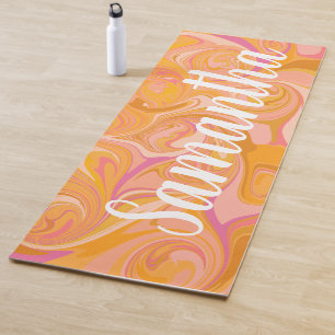 Tapis De Yoga Art Abstrait de marbre en marbre jaune