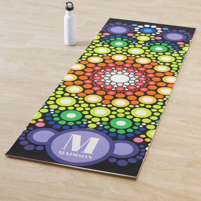 Tapis De Yoga Art Avec Points Beau Mandal Nom Personnalisé Yoga (En situation)