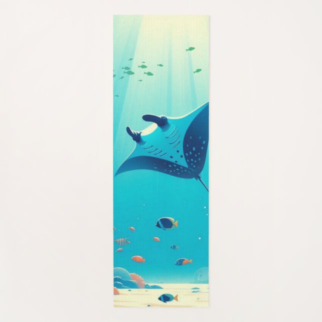 Tapis De Yoga Art côtier classique, raie manta (Devant)