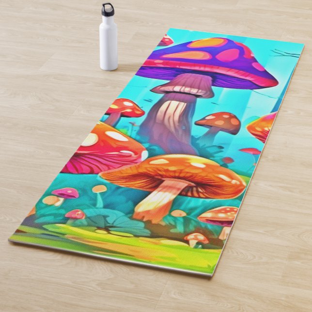 Tapis De Yoga Art de champignon géant de dessin animé (En situation)