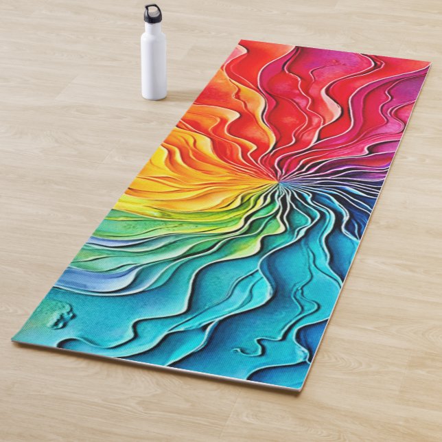 Tapis De Yoga Art de tourbillon arc-en-ciel texturé (En situation)