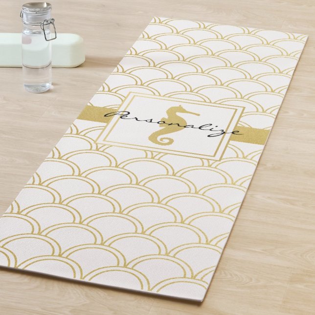 Tapis De Yoga Art Déco Ocean Wave Patten Gold Parties scintillan (Créateur téléchargé)