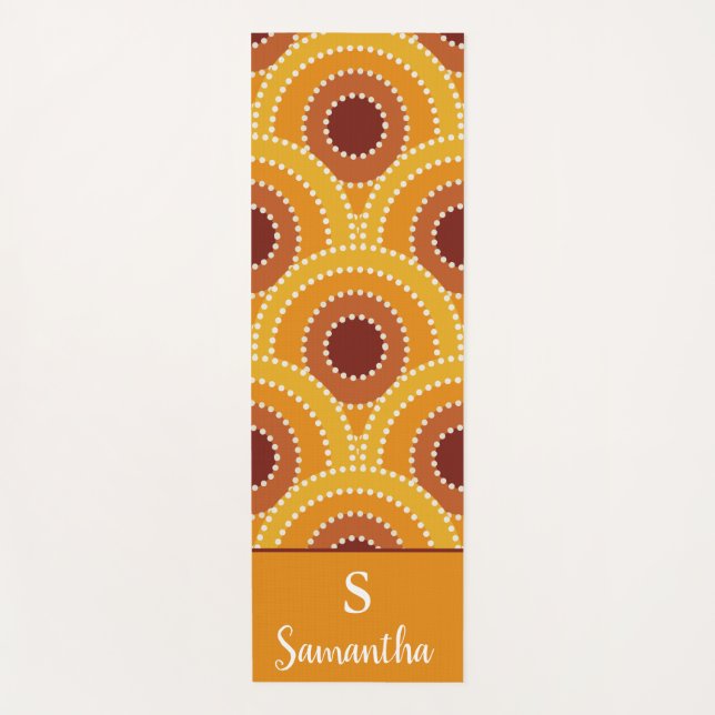 Tapis De Yoga Art Déco Sunrise Retro motif monogrammed (Devant)