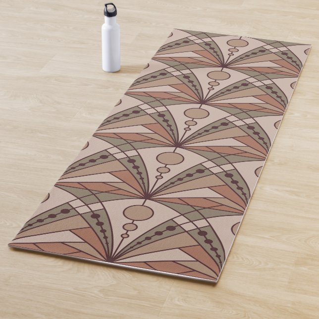 Tapis De Yoga Art Déco (tons naturels en terre cuite) (En situation)