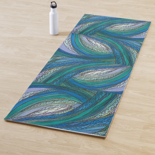 Tapis De Yoga Art doodé bleu Yoga mat (En situation)