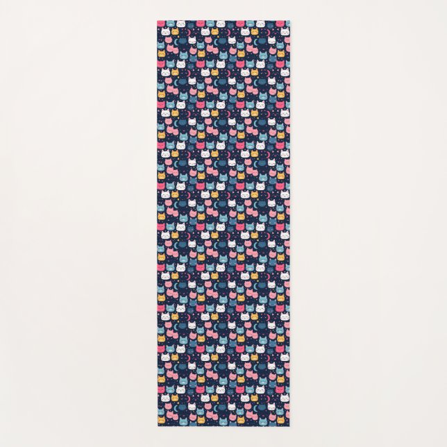 Tapis De Yoga Art du chat | Visages de chats mignons (Devant)