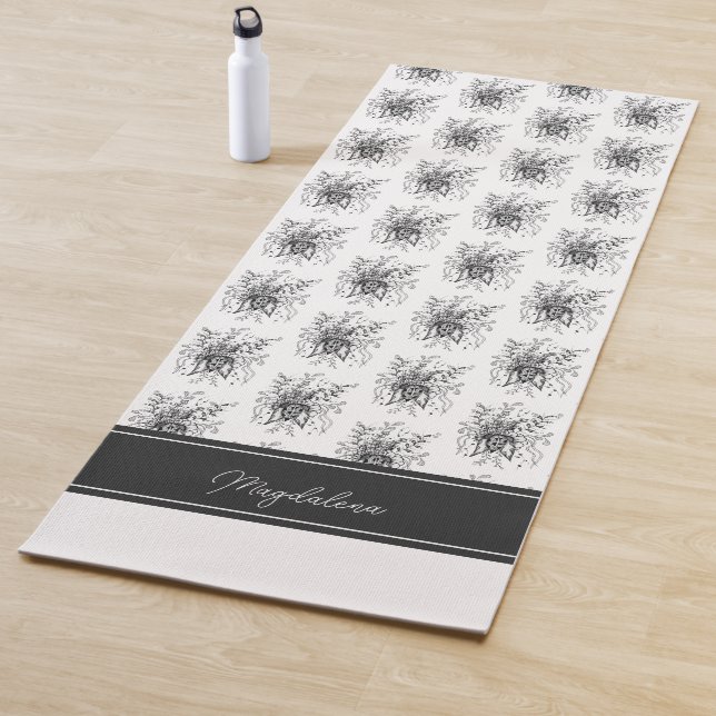 Tapis De Yoga Art du tangle floral, dessiné - (En situation)