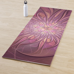 Tapis De Yoga Art floral fractal moderne abstrait couleurs de ba