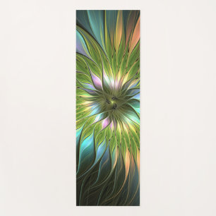 Tapis De Yoga Art Fractal Fleur Imaginaire Coloré Lumineux