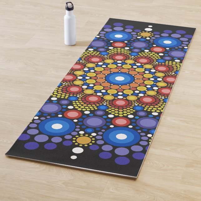Tapis De Yoga Art Fractal Floral Dotée Rétro Mandala (En situation)