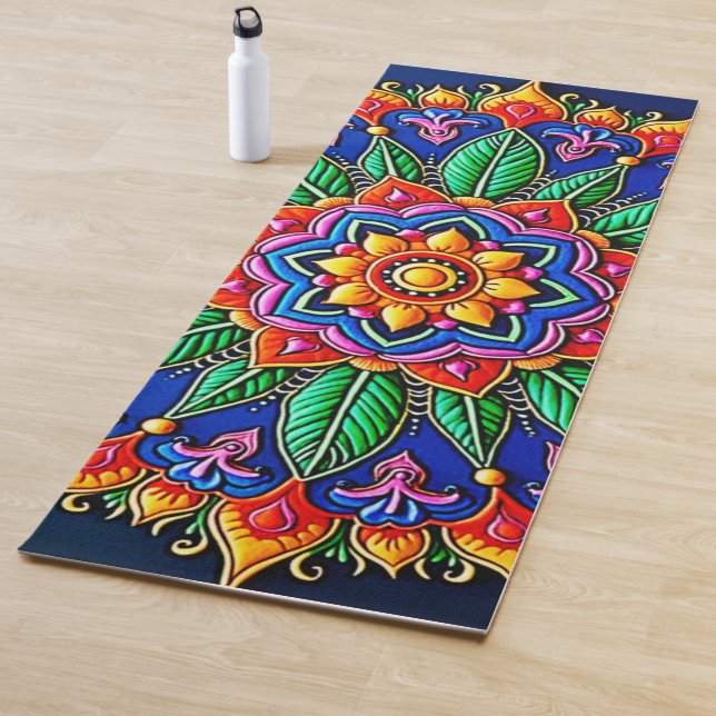 Tapis De Yoga Art mandala vibrant (En situation)