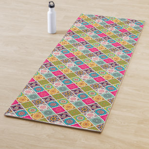 Tapis De Yoga Art marocain plein de couleurs mosaïques et plein
