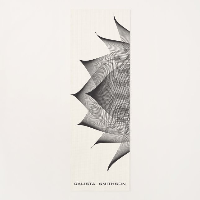 Tapis De Yoga Art moderne noir Lotus Flower Art Élégant Cool uni (Devant)