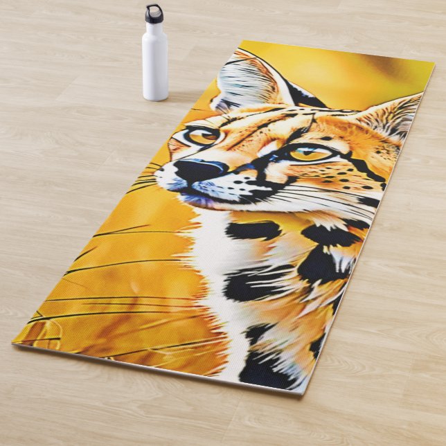 Tapis De Yoga Art Serval Africain (En situation)