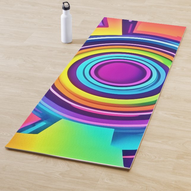 Tapis De Yoga Art Vortex Psychédélique Vibrant (En situation)
