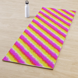 Tapis De Yoga Artdeco rose Jaune Artdeco Arc-en-ciel rayures