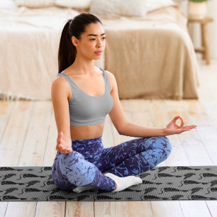 Tapis De Yoga Astrologie Mystique Chat Noir Corbeaux Étoiles