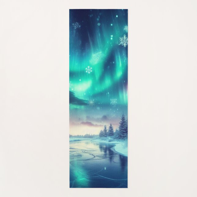 Tapis De Yoga aurora borealis/Noël/hiver (Devant)