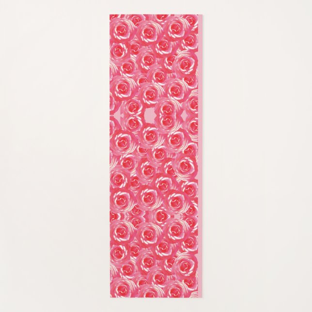 Tapis de yoga aux roses roses (Devant)