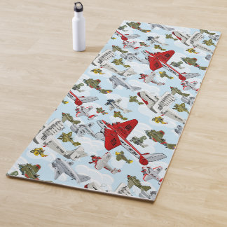 Tapis De Yoga Avions rétro dessin animé
