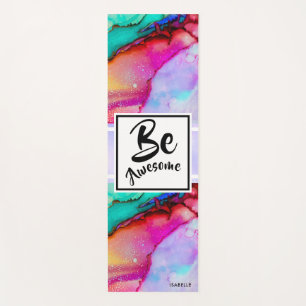 Tapis De Yoga Awesome rose et turquoise Aquarelle Abstraite