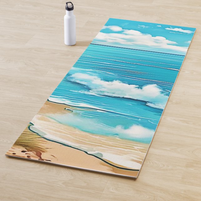 Tapis De Yoga Azure Beach Calme Design (En situation)