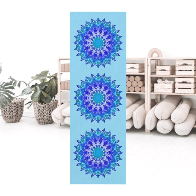 Tapis De Yoga Azure Flower Mandala Yoga Mat (Créateur téléchargé)