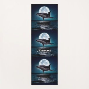 Tapis De Yoga Baleine bleue et Pleine lune