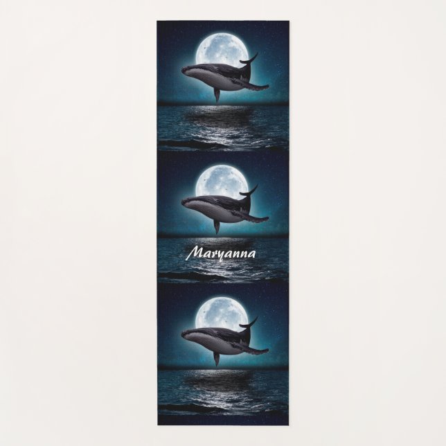 Tapis De Yoga Baleine bleue et Pleine lune (Devant)
