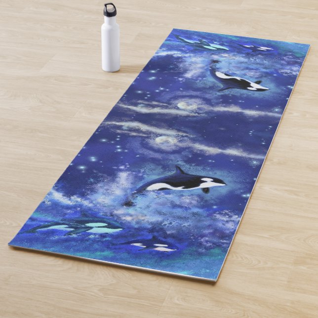 Tapis De Yoga Baleines Tueuses En Pleine lune Bleue Yoga Mat (En situation)