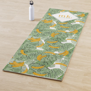 Tapis De Yoga Banane tropicale moderne vert Motif Monogramme