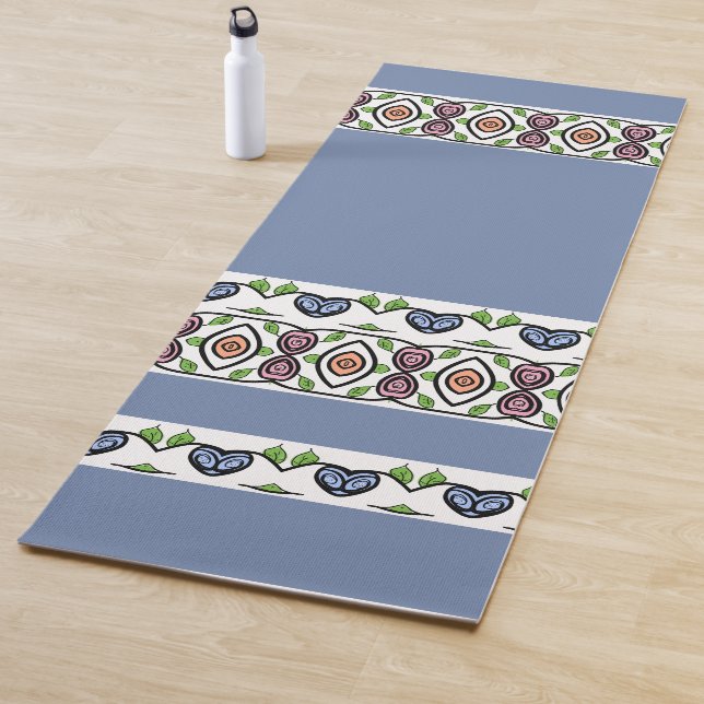Tapis De Yoga Bande rose et bleue (En situation)