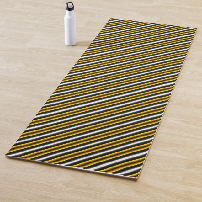 Tapis De Yoga Bandes arc-en-ciel blanc jaune (En situation)