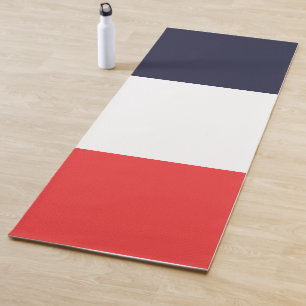 Tapis De Yoga Bandes bleues blanches et rouges motif rayé