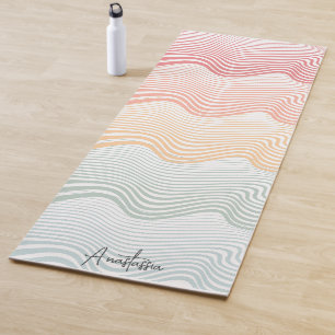 Tapis De Yoga Bandes de couleur ondulée avec votre NOM sport