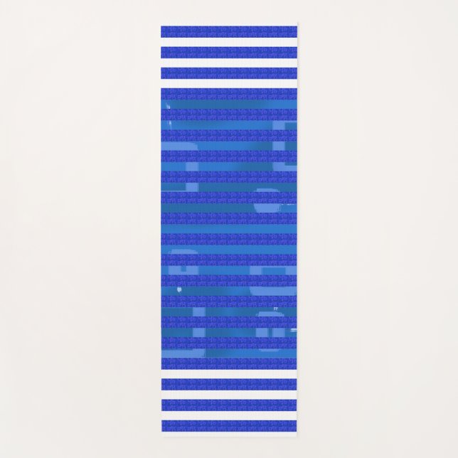 Tapis De Yoga Bandes géométriques blanches bleues cool (Devant)