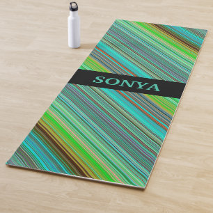 Tapis De Yoga Bandes géométriques colorées monogrammes