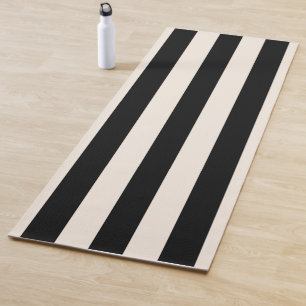 Tapis De Yoga Bandes Verticales Noir Et Crème Blanc Gratté
