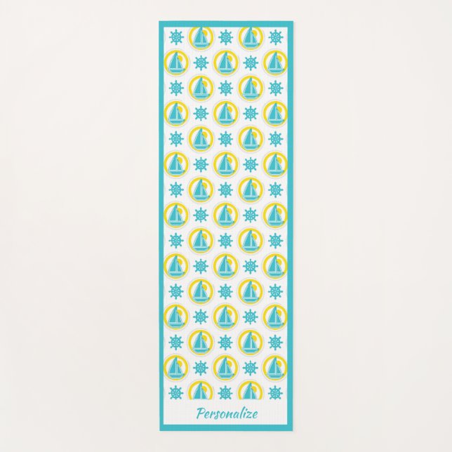 Tapis De Yoga Bateau nautique Turquoise Yellow Zen Yoga Namaste (Devant)