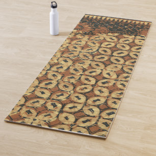 Tapis De Yoga Batik Kawung vintage indonésien à motif rustique