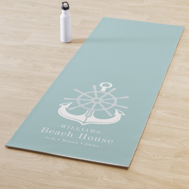 Tapis De Yoga Beach House Nom de famille Ancre Turquoise (En situation)