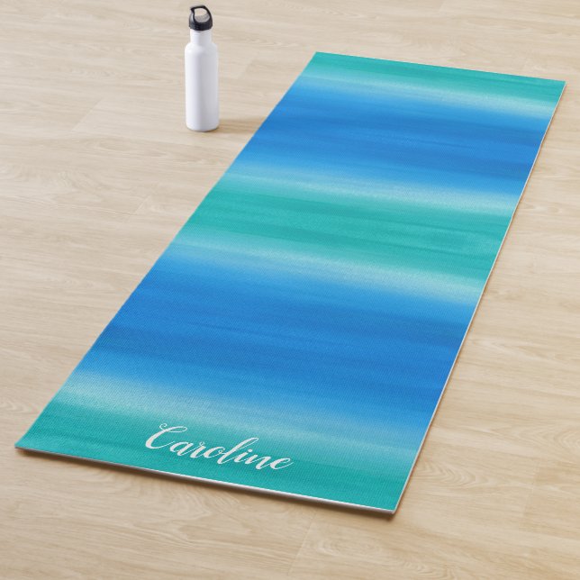 Tapis De Yoga Beach Ombre Ocean Green Exercice Yoga Mat (En situation)
