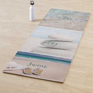 Tapis De Yoga Beach Sea Sand Rocks