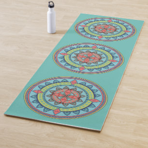 Tapis De Yoga Beau Art de Mandala Bleu