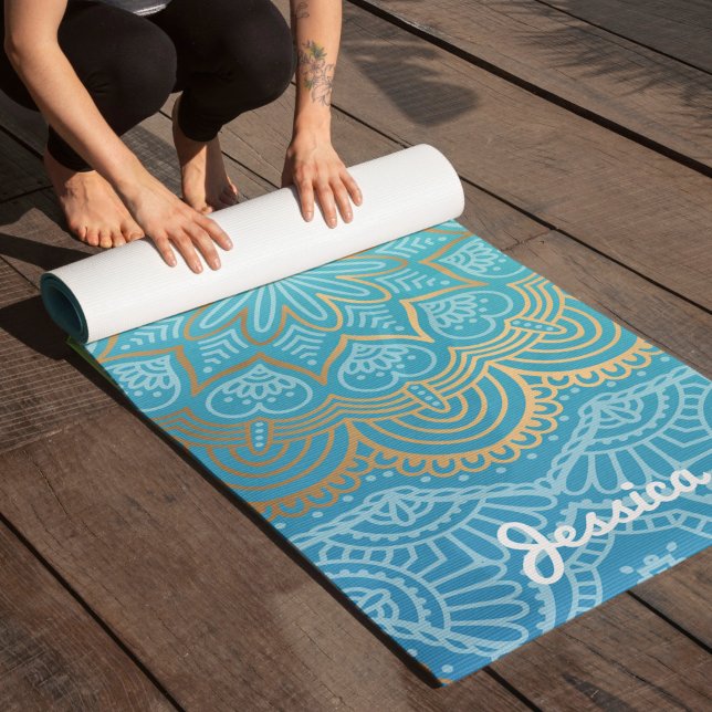 Tapis De Yoga Beau Motif bleu Mandala (Créateur téléchargé)