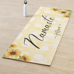 Tapis De Yoga Beau Tournesol Jaune Floral Namaste Personnalisé